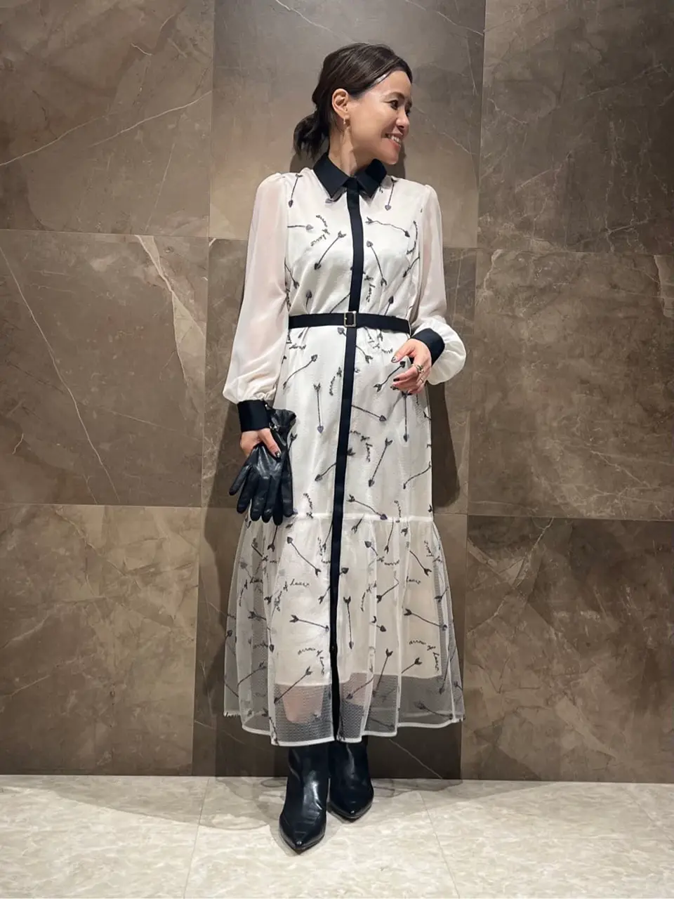 GRACECONTINENTAL ハートアロー刺繍ワンピース　ベージュ レタード&ハートワンピース / GRACE CONTINENTAL | GRACE