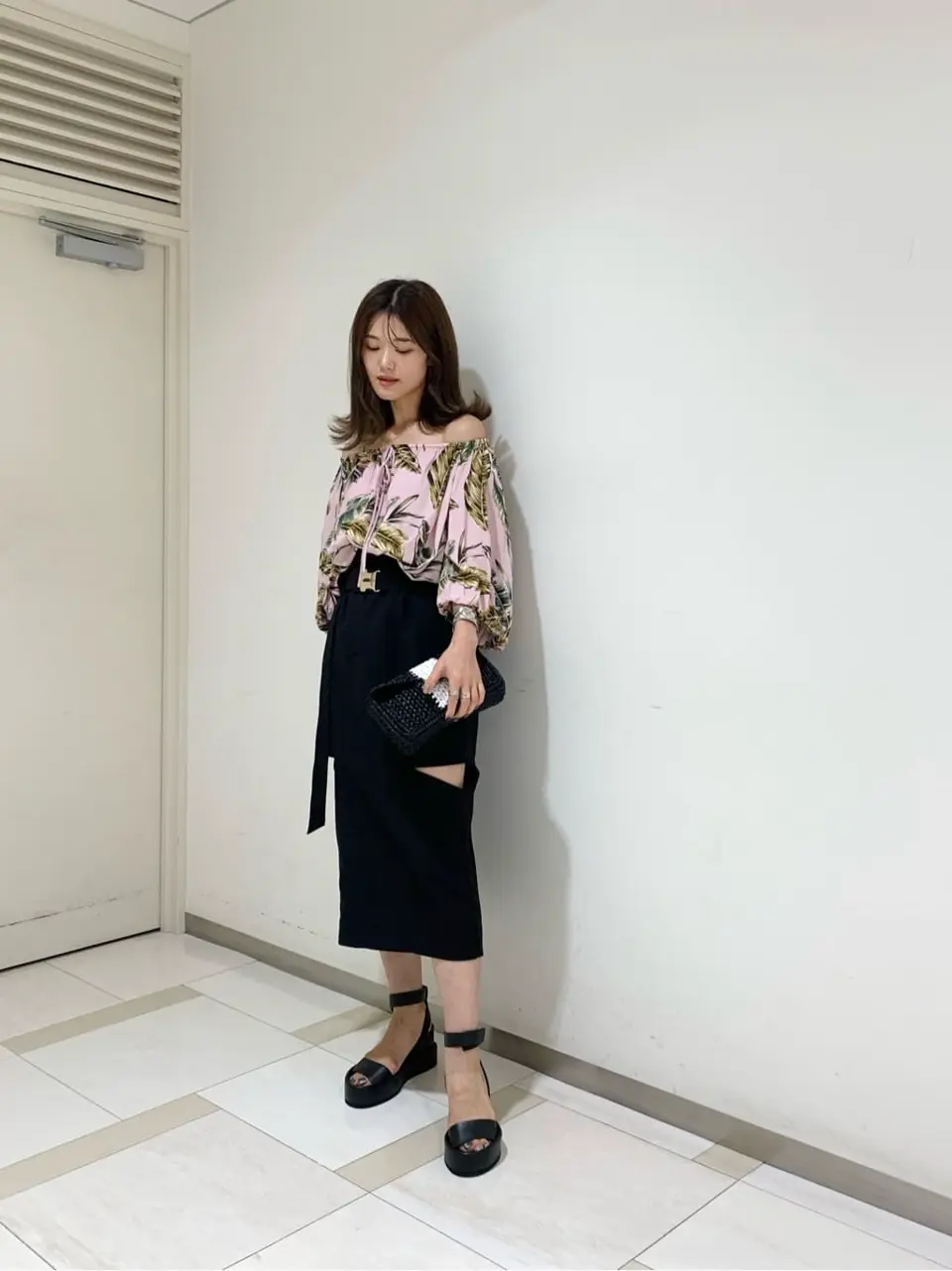 Grass Class グレースクラス カット タイトスカート 黒 S〜M カットアウトタイトスカート / GRACE CONTINENTAL | GRACE