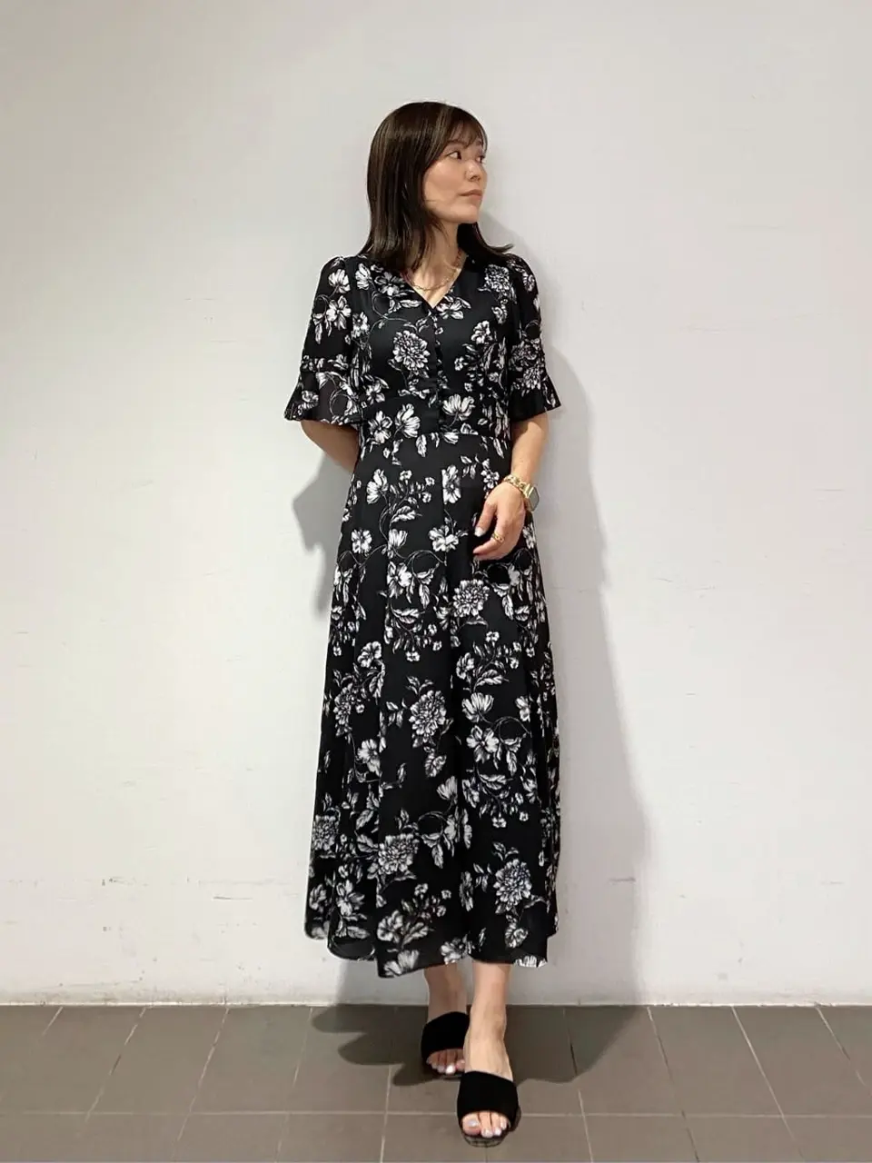 グレースコンチネンタル　23SS 新品　フローラルフレア　ワンピース　38 グレースコンチネンタル 23SS 新品 フローラルフレア ワンピース