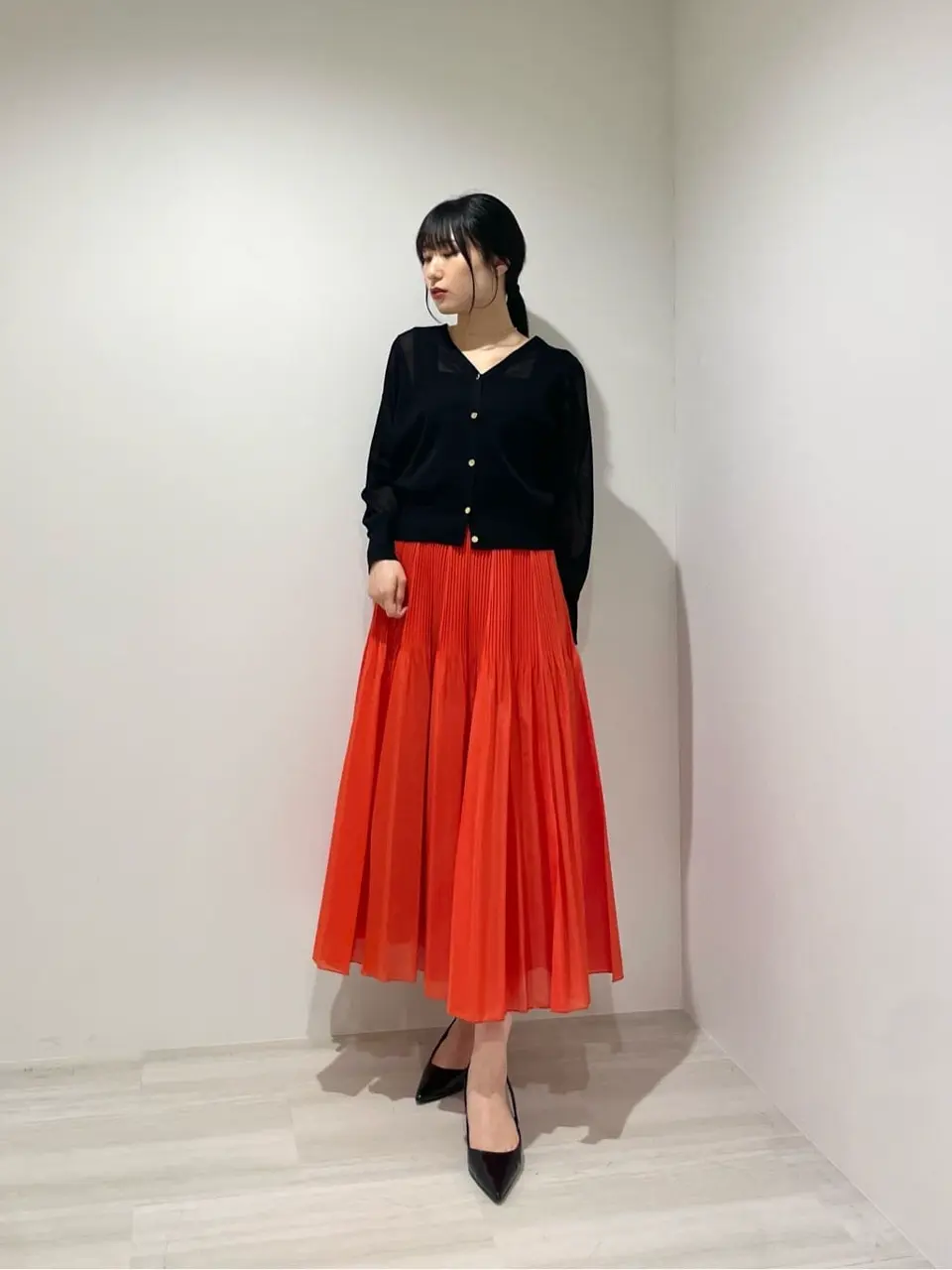 【完売品】グレースコンチネンタル　オーガンジープリーツスカート　ブラック　36 オーガンジープリーツスカート / GRACE CONTINENTAL | GRACE