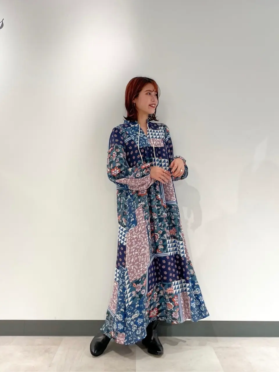 グレースコンチネンタル ベーズリ〜柄ワンピース 秋冬 フォーマル パフスリーブ ペイズリーパターンプリントワンピース / GRACE CONTINENTAL