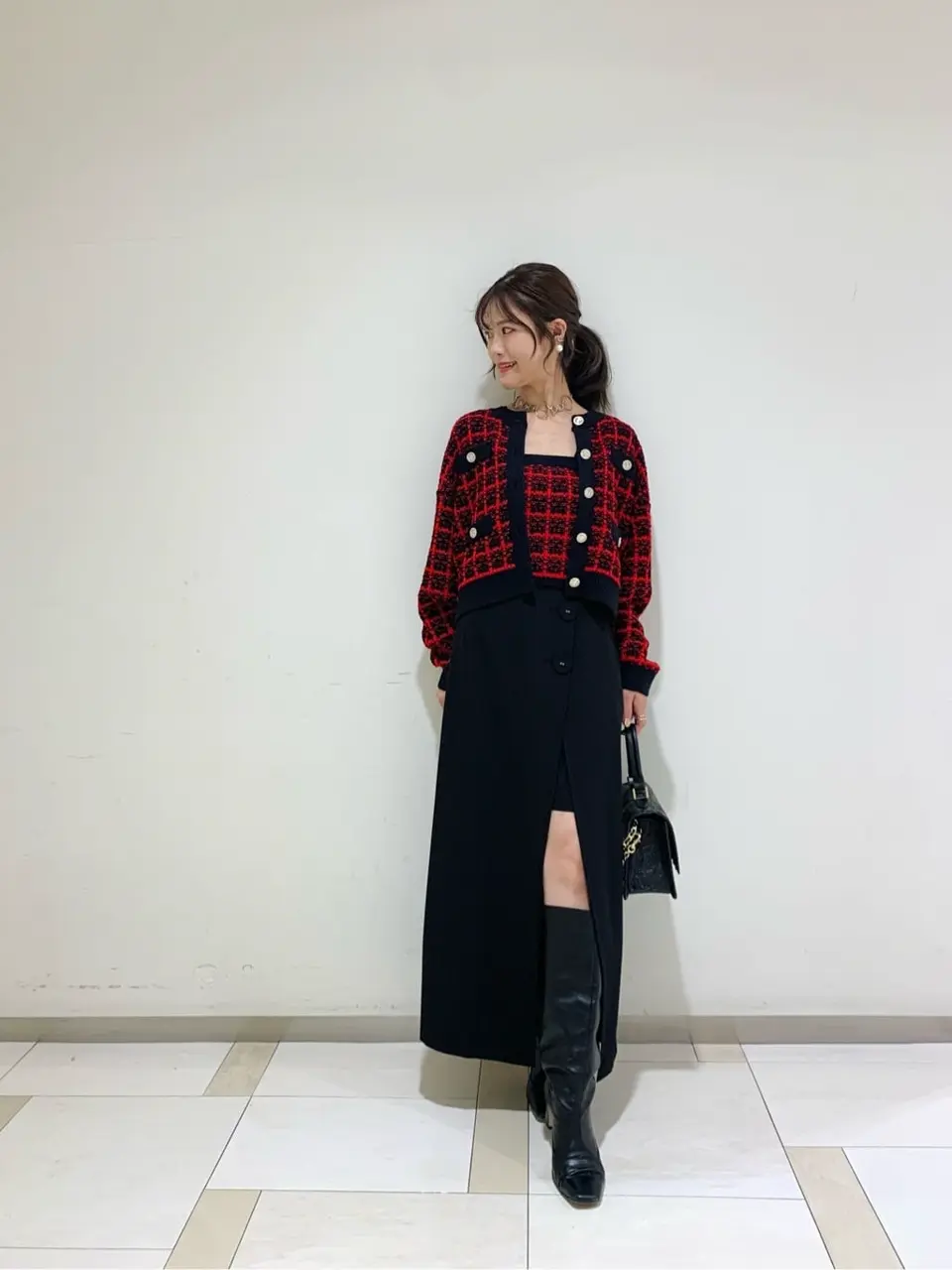 9550円 チェスティ カシミアビジュー付ニット グレー スタイルデリ STYLE DELI ヤク風ニットビスチェ （グレー） -靴