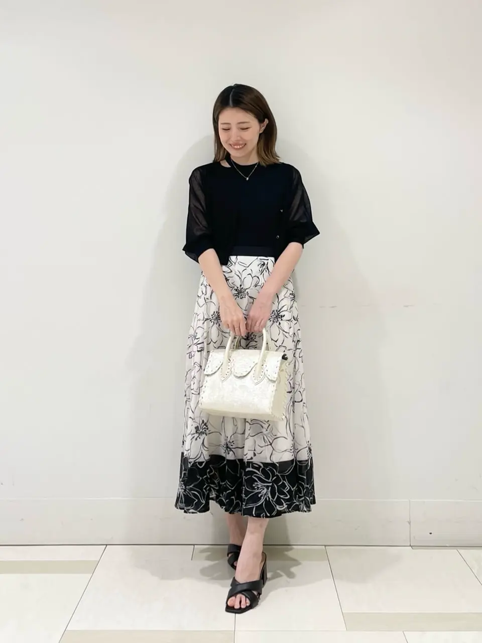 【極美品】Diagram グレースコンチネンタル バイカラープリントスカート バイカラーフラワープリントスカート / GRACE CONTINENTAL