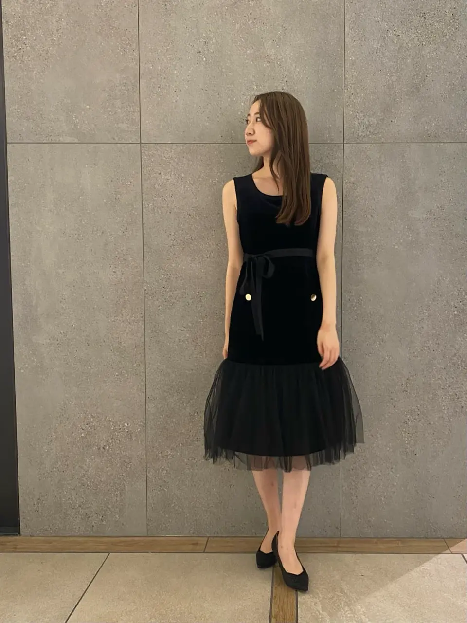 【極美品】グレースクラス タックトリアセドレス リボンベルト付き ブラック M 極美品】グレースクラス タックトリアセドレス リボンベルト付き
