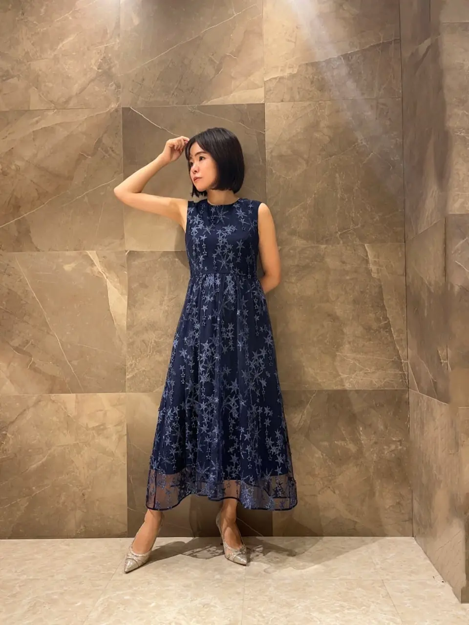 n*b様 【希少品】25ss エメレオンドレ クイーンズ クレスト ピン 花の紋 WEB限定】オーガンジーカラーロングドレス(M グリーン): AIMER