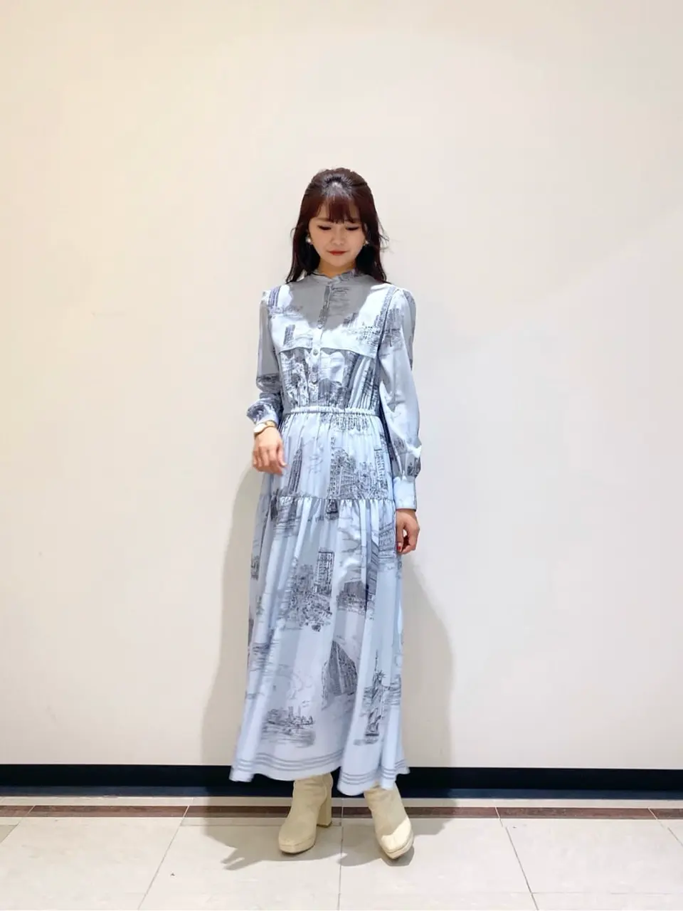 グレースコンチネンタル　ニューヨークプリントワンピース ニューヨークプリントワンピース / GRACE CONTINENTAL | GRACE