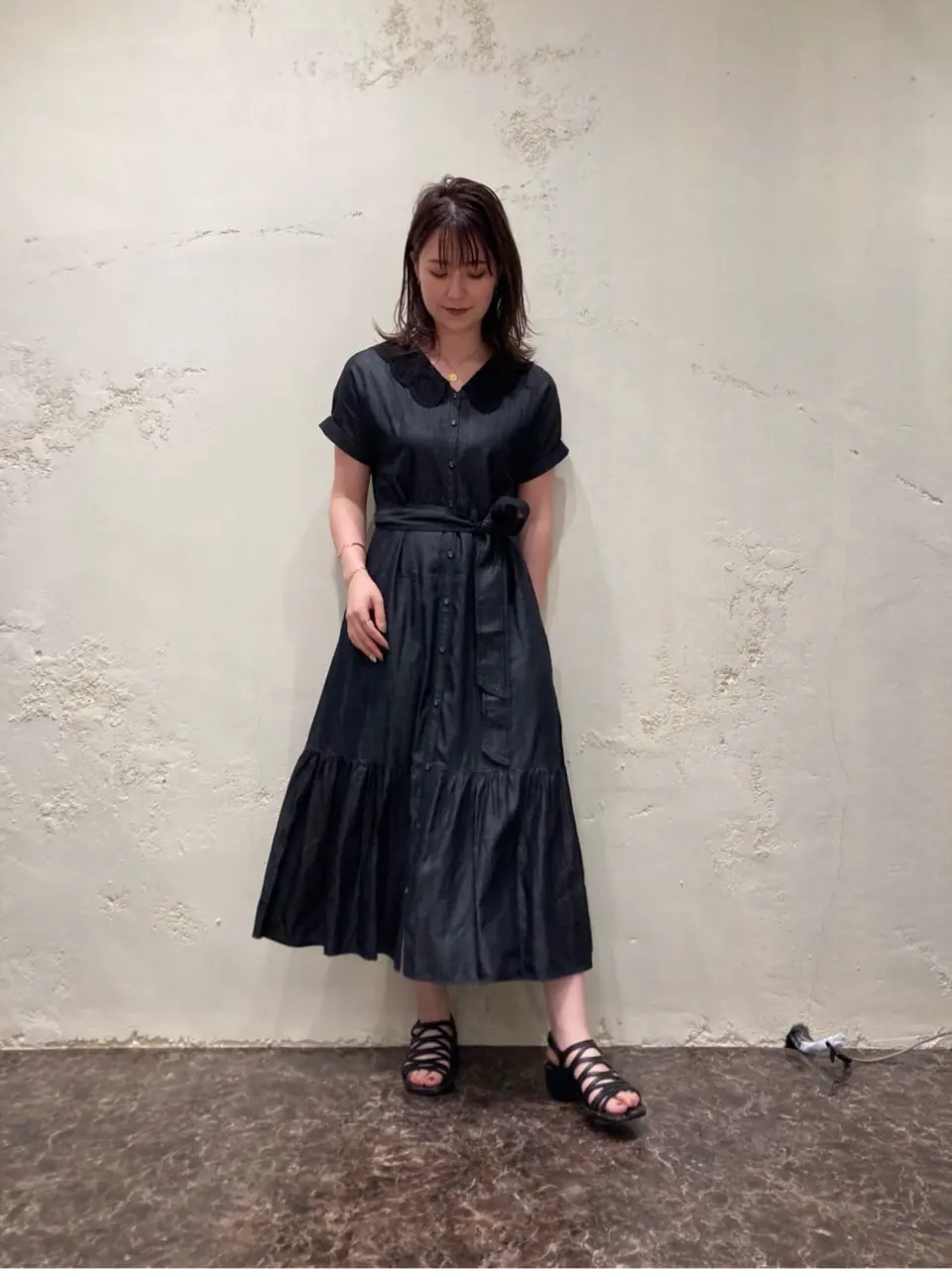 グレースコンチネンタル　デニム刺繍フレアワンピース　36 デニム刺繍フレアワンピース / GRACE CONTINENTAL | GRACE