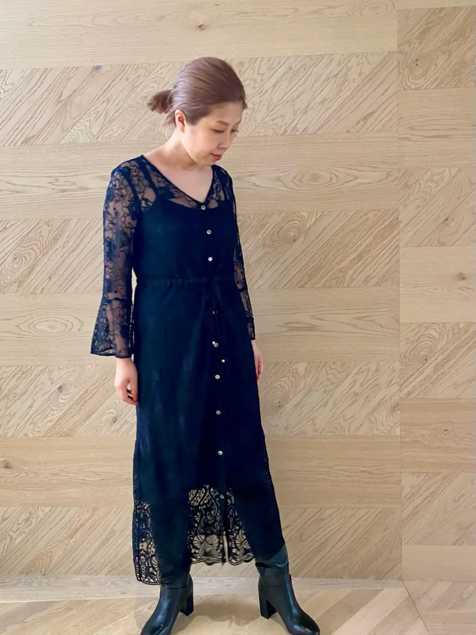 【ダイアグラム】新品タグ付き レース刺繍ガウンワンピース 36 ブラック ダイアグラム】新品タグ付き レース刺繍ガウンワンピース 36