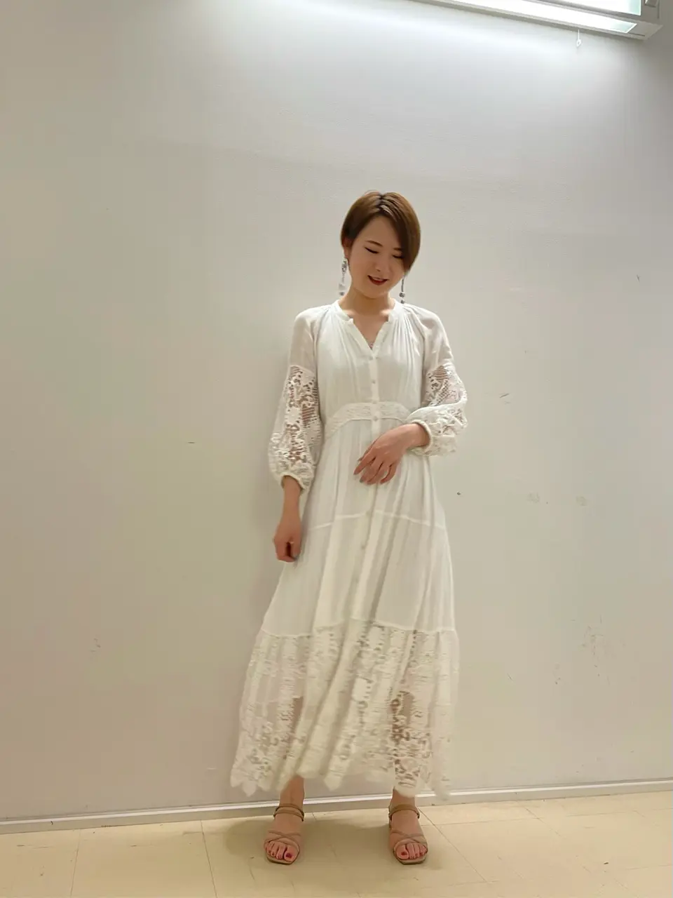 GRACE CONTINENTAL  レース切り替えワンピース　ドレス　膝丈　S レース切替フレアドレス / GRACE CONTINENTAL | GRACE