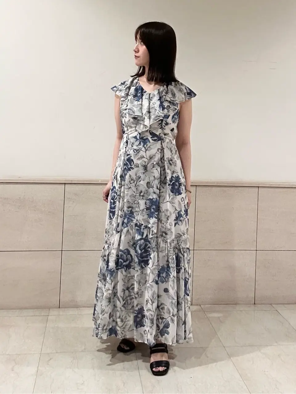 グレースコンチネンタル フラワープリントフリルドレス ワンピース 36 フラワープリントフリルワンピース / GRACE CONTINENTAL | GRACE