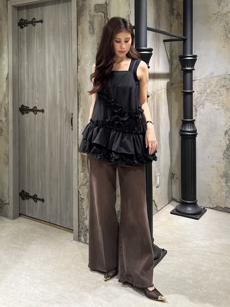 FABIO RUSCONI 【22.5】フラットパンプス メッシュ チュール 黒 FABIO RUSCONI メッシュヒール / GRACE CONTINENTAL | GRACE