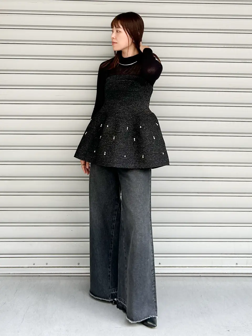 GRACE CONTINENTAL ループニットジャケット ブラック GRACE CONTINENTAL ループニットジャケット ブラック ニット