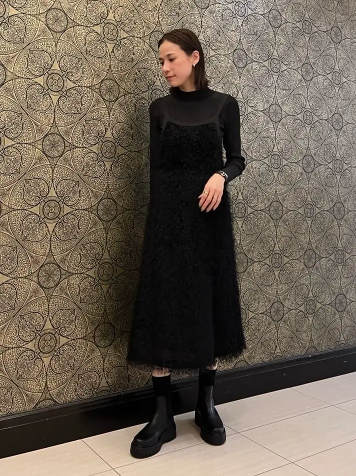 GRACE CONTINENTALグレースコンチネンタル チュニック 黒 36 刺繍カラー付ドレス / GRACE CONTINENTAL | GRACE CONTINENTAL