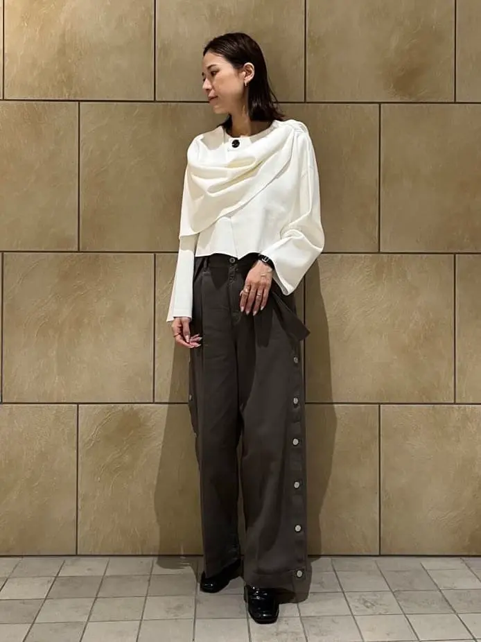 R353/美品 23AW ENFOLD タックショートニット 38 M グレー セール】 チェックショートニットトップ （ニット・セーター