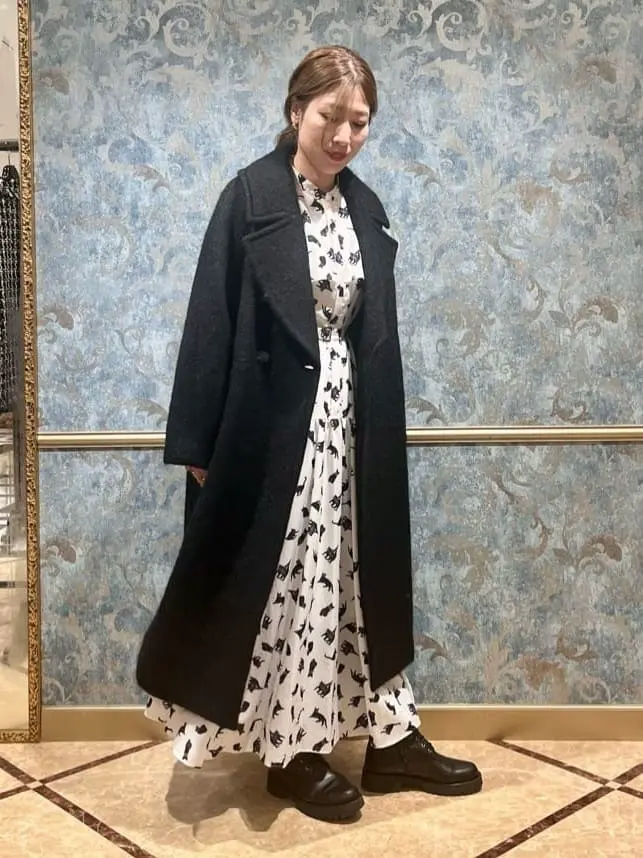 グレースコンチネンタル　キャットプリントフライ ヨークワンピース　ネコ柄♡ キャットプリントフライヨークワンピース / GRACE CONTINENTAL