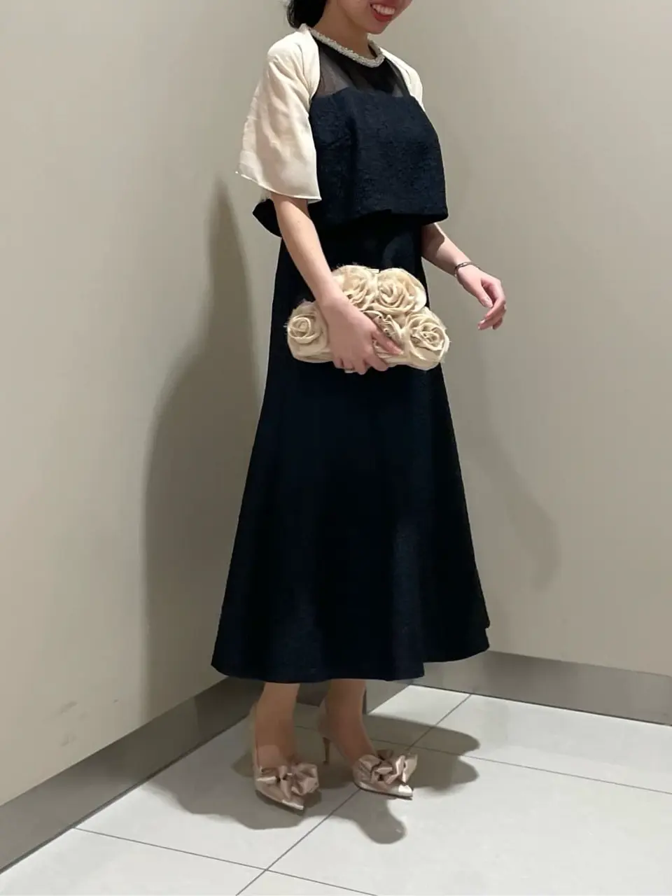 【Black collection】リボンロンパース　グレー　S リボンパンプス / GRACE CONTINENTAL | GRACE CONTINENTAL