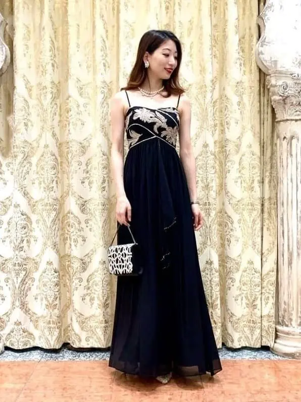 Hobbs London ケイレ− ネイビー リネン ドレス 刺繍ベアドレス / GRACE CONTINENTAL | GRACE CONTINENTAL