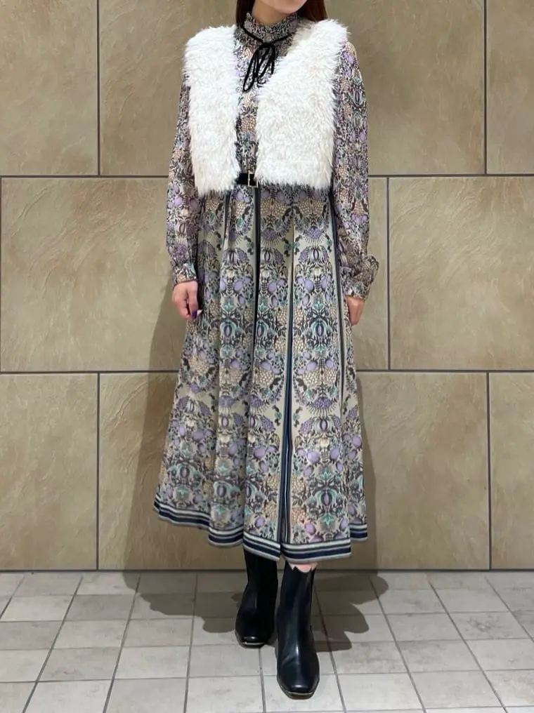 2024aw GRACE CONTINENTALハイネックボウタイプリントワンピ ハイネックボウタイプリントワンピース / GRACE CONTINENTAL