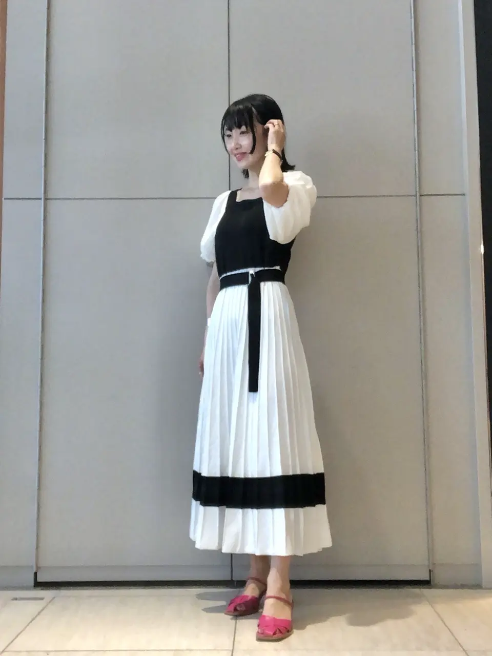 【値下げしません】赤×白　ターゲットモチーフ　バイカラーモッズワンピース バイカラーニットワンピース / GRACE CONTINENTAL | GRACE