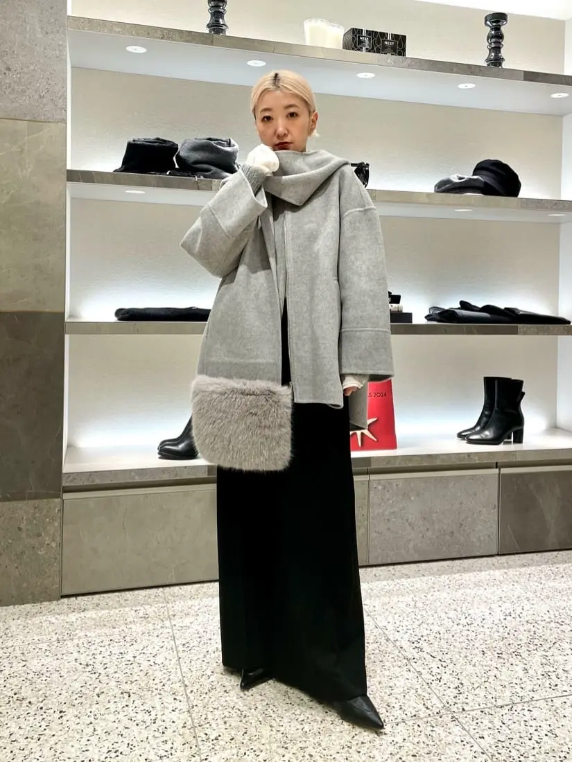23区 前開きアルパカ混ウールニットロングカーディガン ダークグレー アルパカニットカーディガン / GRACE CONTINENTAL | GRACE