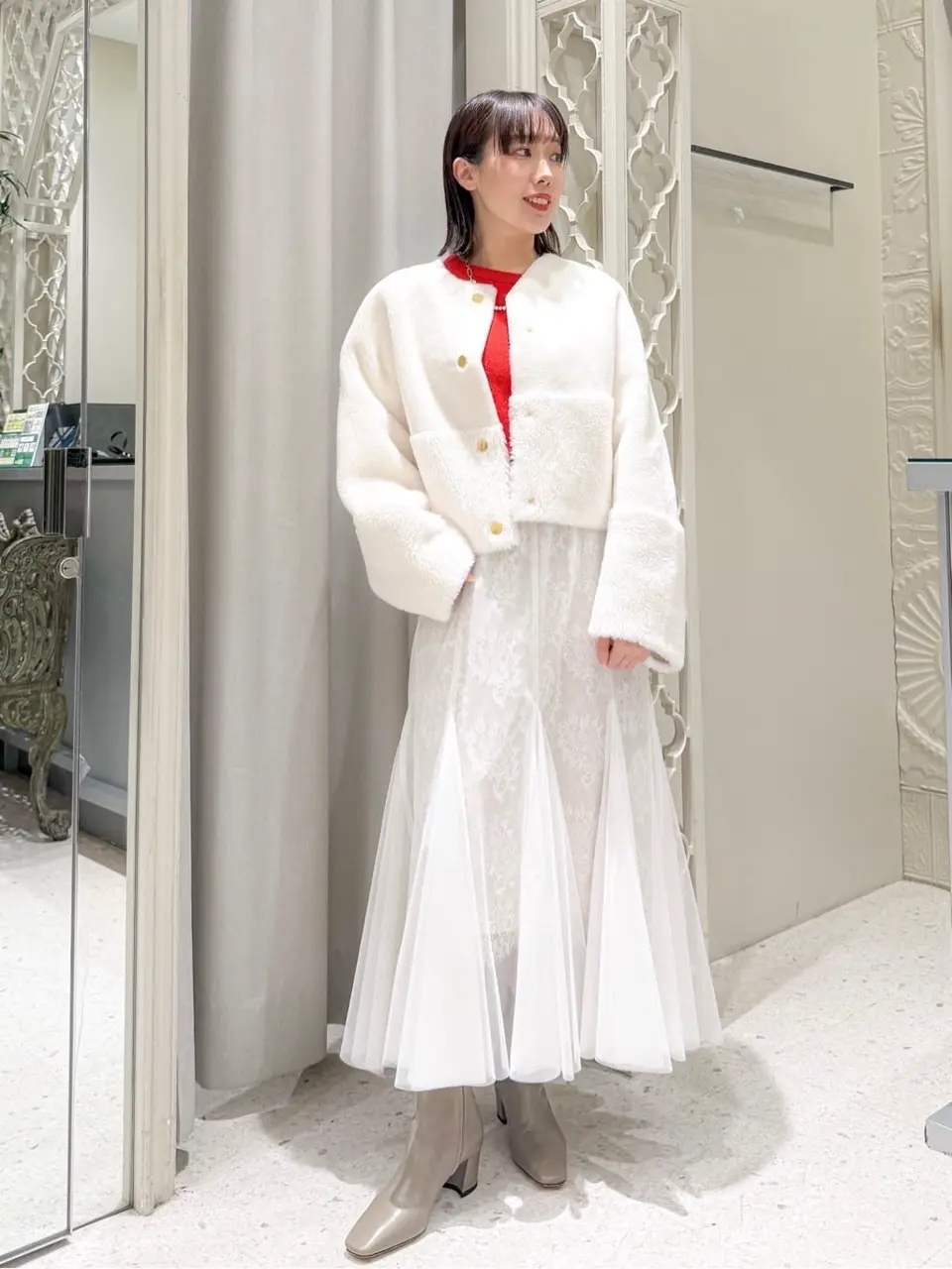 【GRANCY】チュール レイヤードデザイン スラックス Grey S 完売品 GRANCY スラックス 「GRANCY」Tulle Layereddesign Slacks