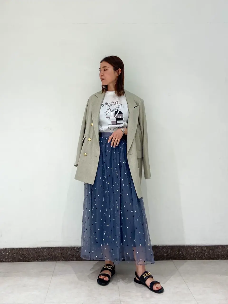 グレースコンチネンタル グレースクラス マルチドット チュール 刺繍 スカート グレースコンチネンタル グレースクラス マルチドット チュール