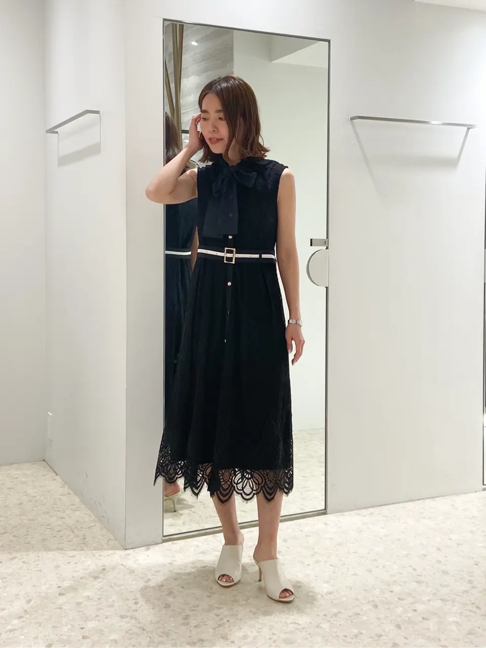 レース刺繍ボウタイドレス / GRACE CONTINENTAL | GRACE