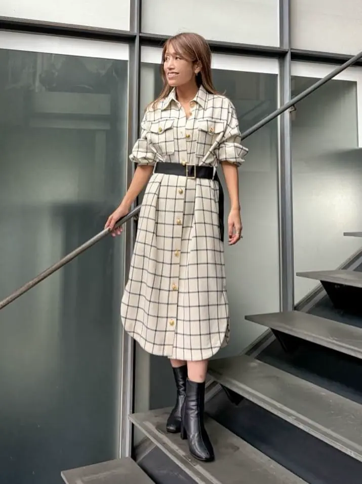 GRACE CONTINENTAL チェックシャツワンピース ウールチェックシャツワンピース / GRACE CONTINENTAL | GRACE