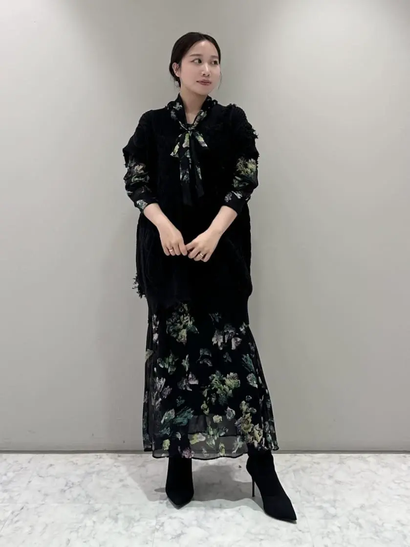 フラワープリントボウタイ付ワンピース / GRACE CONTINENTAL