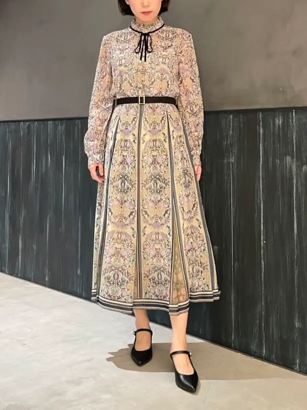2024aw GRACE CONTINENTALハイネックボウタイプリントワンピ ハイネックボウタイプリントワンピース / GRACE CONTINENTAL