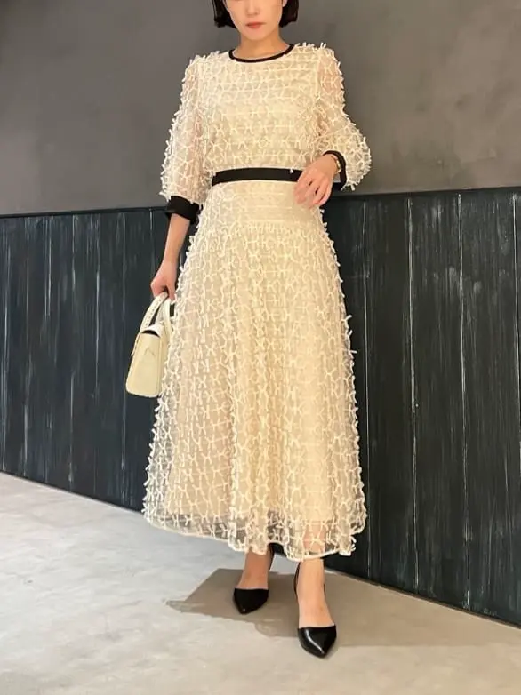 新品 [グレースコンチネンタル]24AW チュールリボン刺繍スカート 38 黒 チュールリボン刺繍スカート / GRACE CONTINENTAL | GRACE