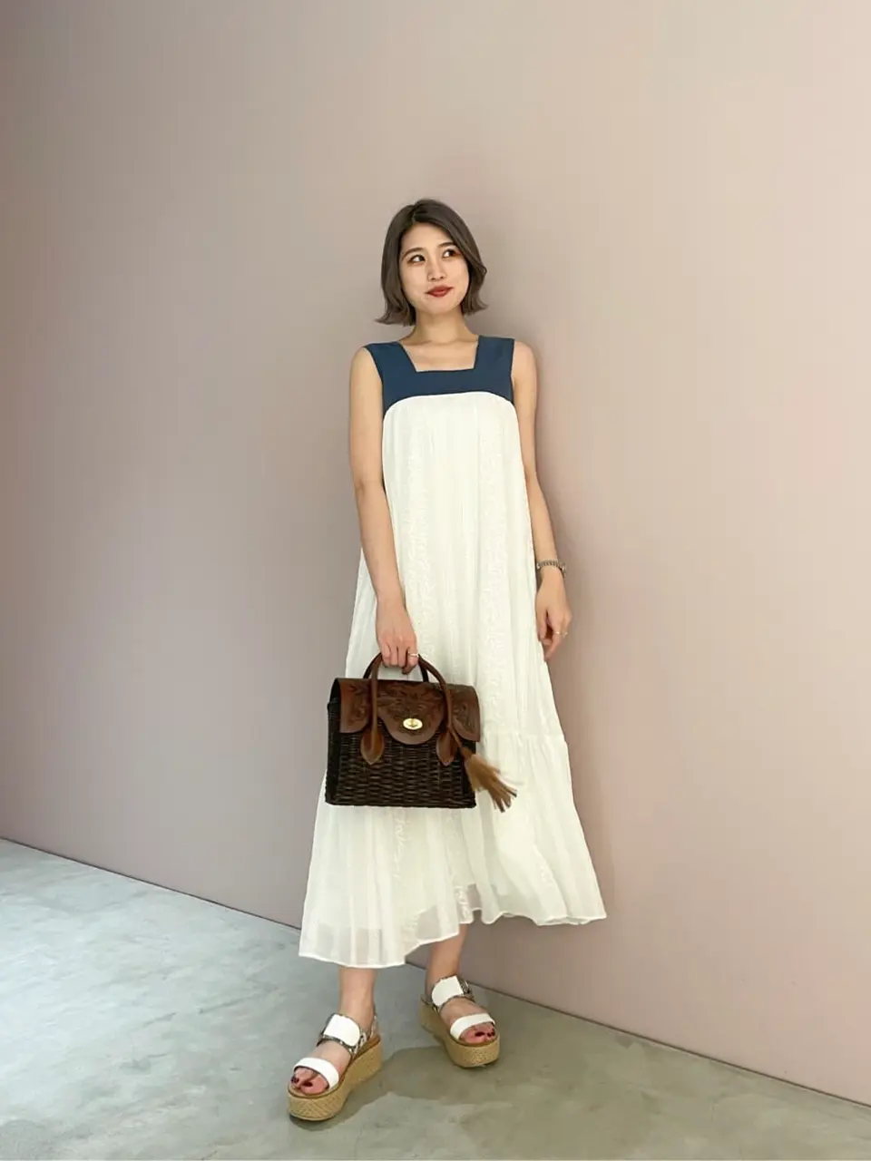 美品 グレースコンチネンタル バックリボンバイカラーワンピース レース バックリボンバイカラーワンピース / GRACE CONTINENTAL | GRACE