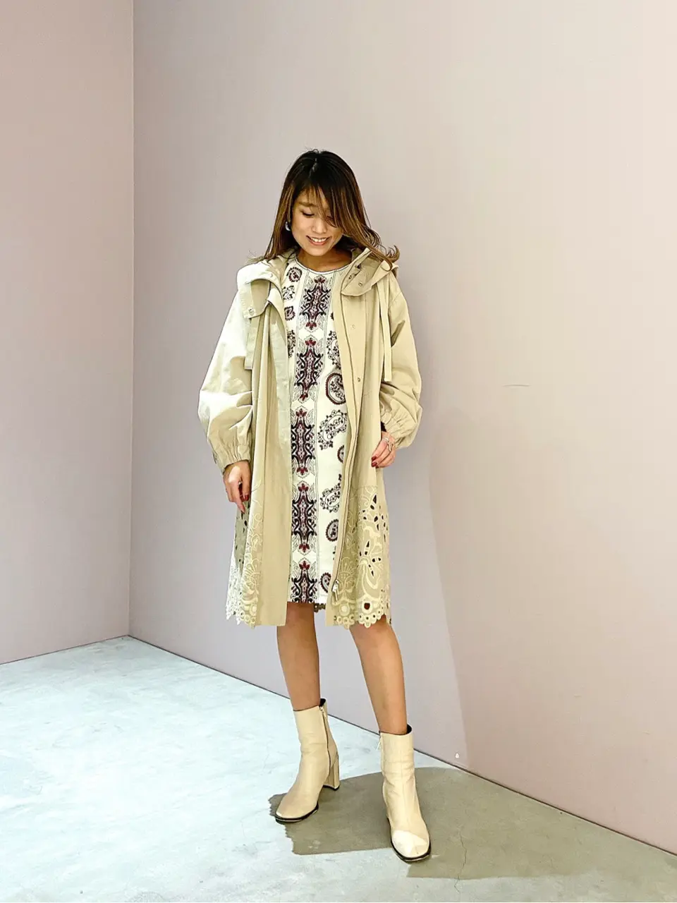 【関税込み】ベルト付き ペイズリープリント ミニワンピース 小さいサイズ］ペイズリープリント3WAYワンピース