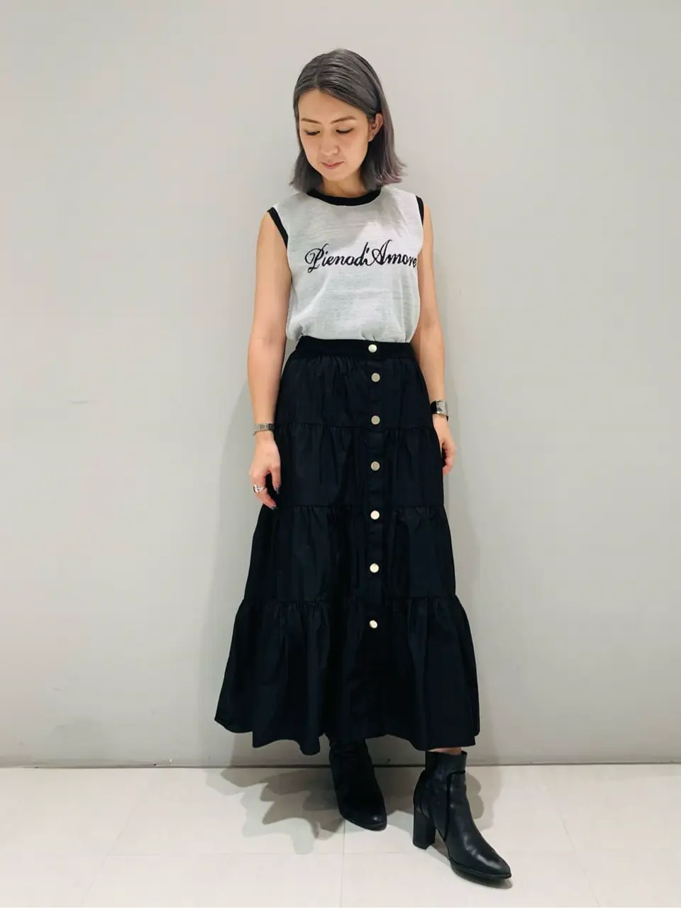 グレースコンチネンタル グレースクラス タフタティアードロングスカート パープル タフタティアードロングスカート / GRACE CONTINENTAL | GRACE