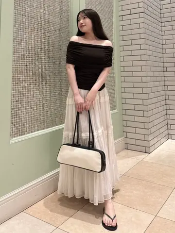 Indiaシルクブレンドティアードスカート