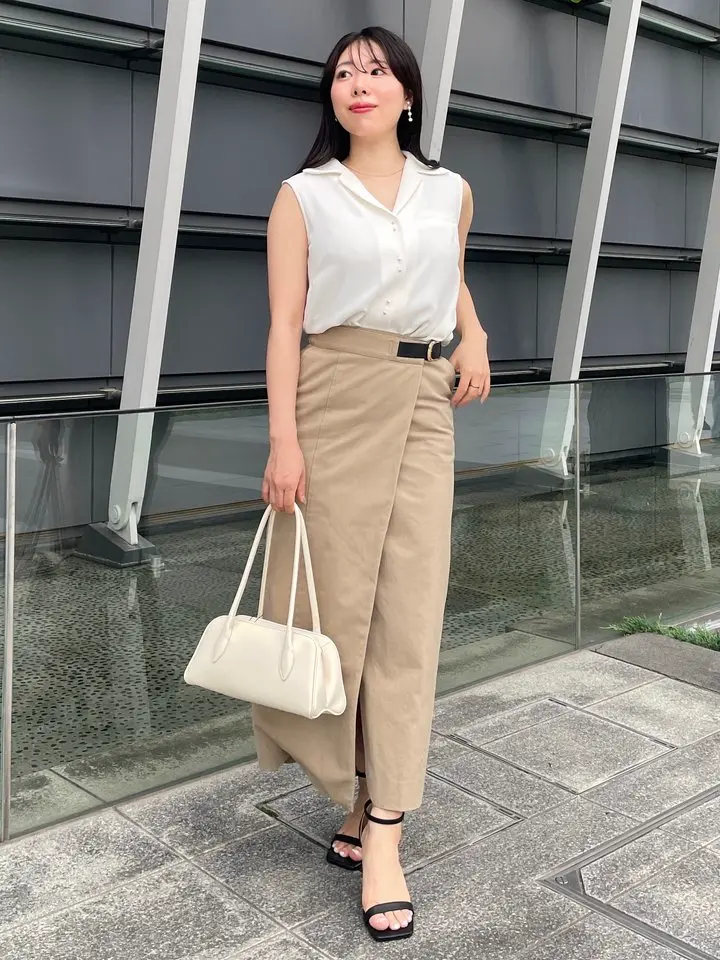 anuans ベルテッドチノタイトスカート ベルテッドチノタイトスカート(S BEIGE): スカートanuans