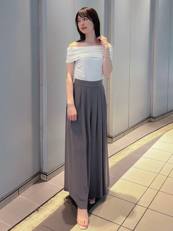anuans ダブルサテンタックワイドパンツ ダブルサテンタックワイドパンツ