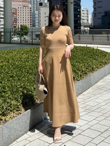 anuans ダブルフェイスニットフレアワンピース ダブルフェイスニットフレアワンピース