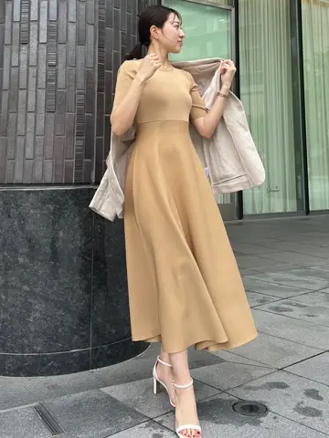 アニュアンス　ダブルフェイスニットフレアワンピース ダブルフェイスニットフレアワンピース