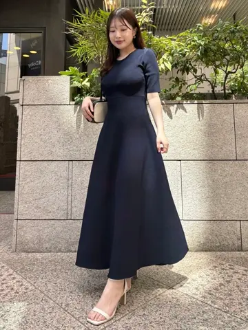 ダブルフェイスニットフレアワンピース