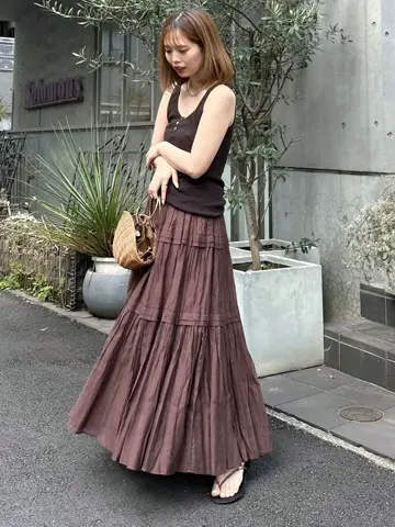 Indiaシルクブレンドティアードスカート