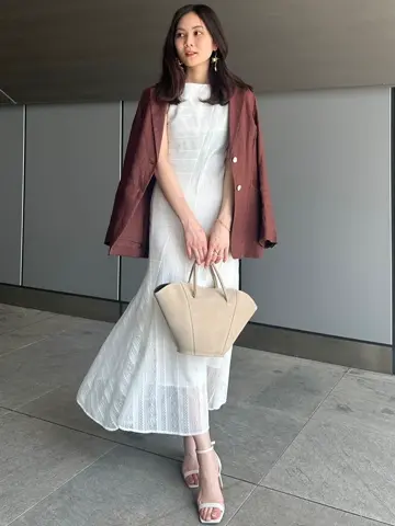 ジオメトリックレースパネルワンピース