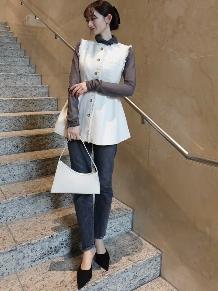 ツイードフォルムジレトップス