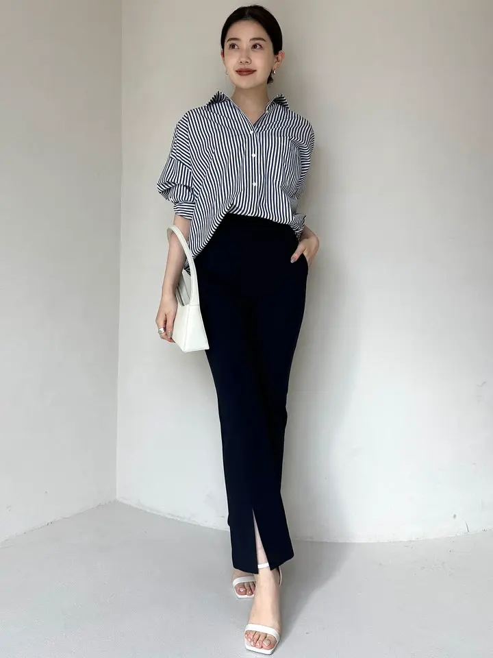 anuans ストレッチスリットフレアパンツ ECRU タグ付き ストレッチスリットフレアパンツ
