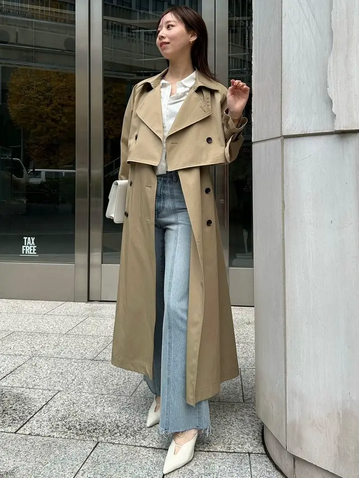 ◆N°21 20AW 最新作◆レオパードパネル トレンチコート◆Camel はっ水 ストレッチ ミドル丈Wトレンチコート【AOKI公式通販】