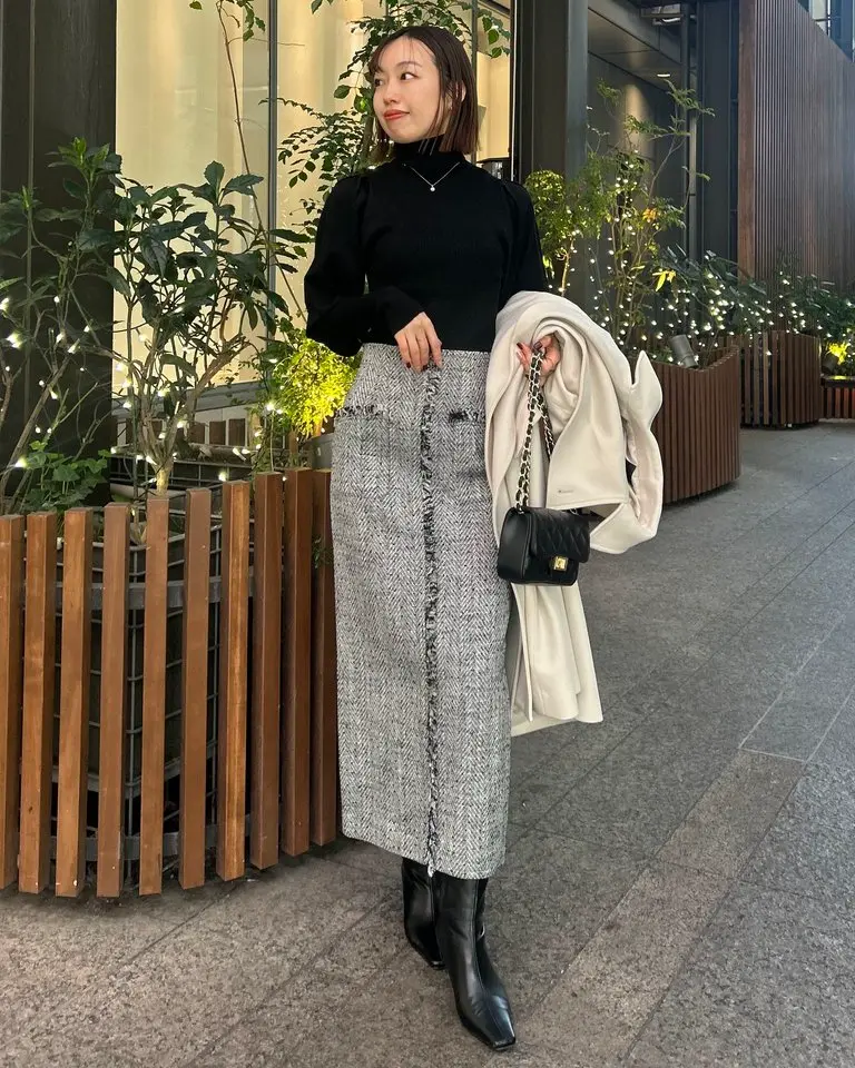 フロントポケットツイードスカート