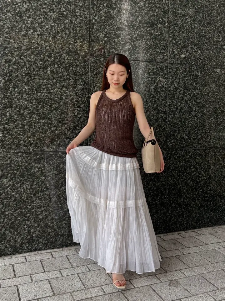 Indiaシルクブレンドティアードスカート