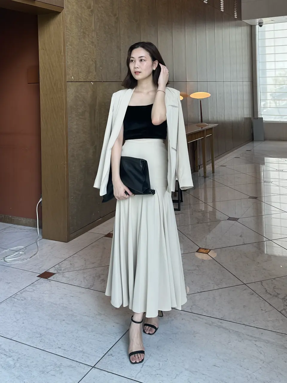 OUR WACOAL×anuans】カップインベロアショートキャミソール