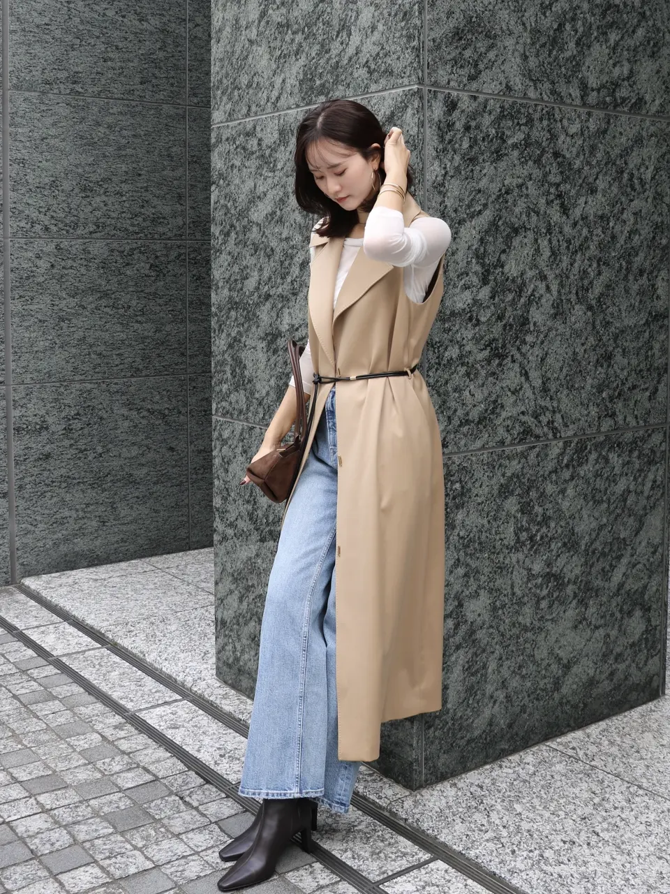 【新品タグ付き】anuans フォルムコートワンピース アニュアンス anuans フォルムコートワンピース （GREY