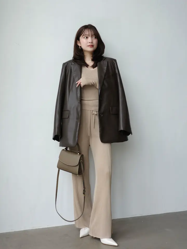 レザーライクシングルオーバージャケット